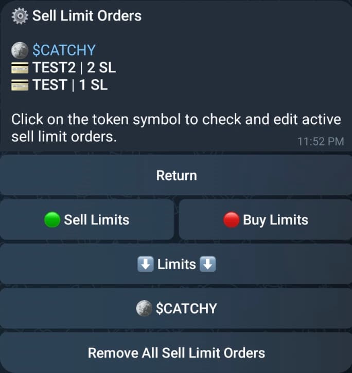 Active Orders - Sell Limits