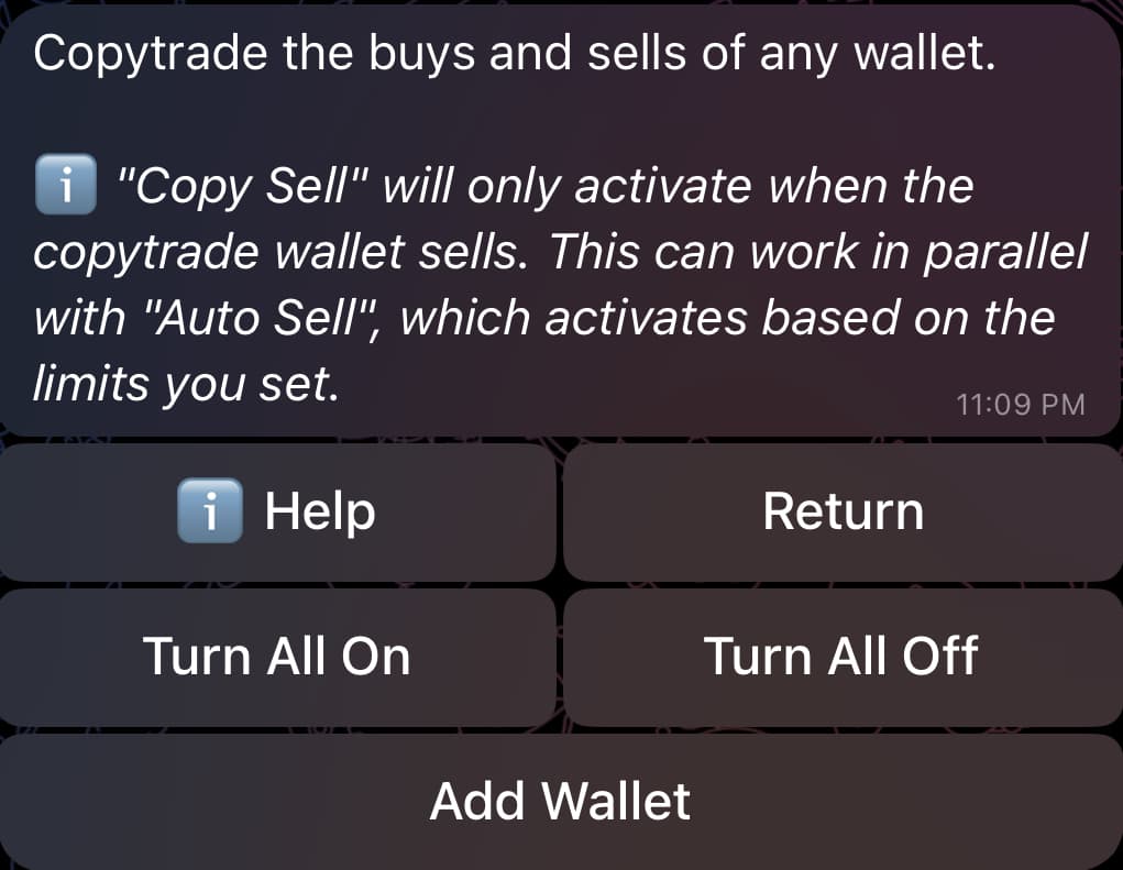 Copytrade Main Menu