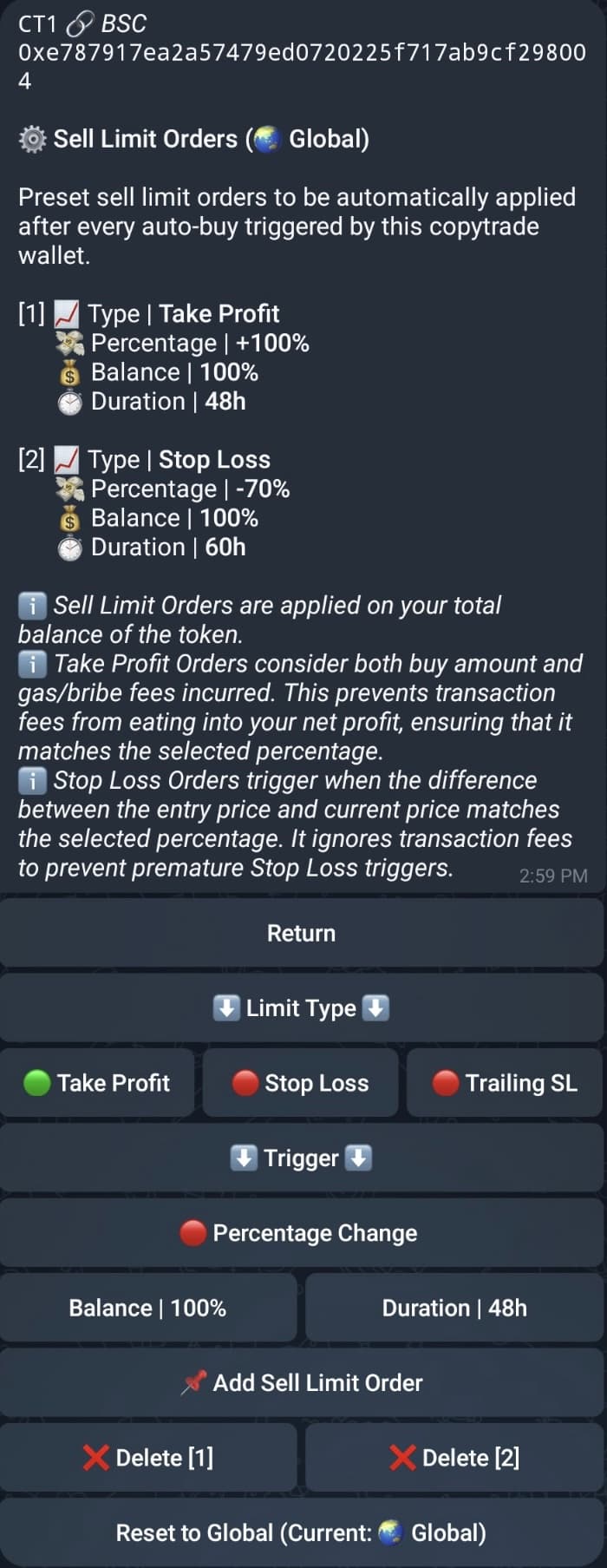 Sell Limit for Copytrade