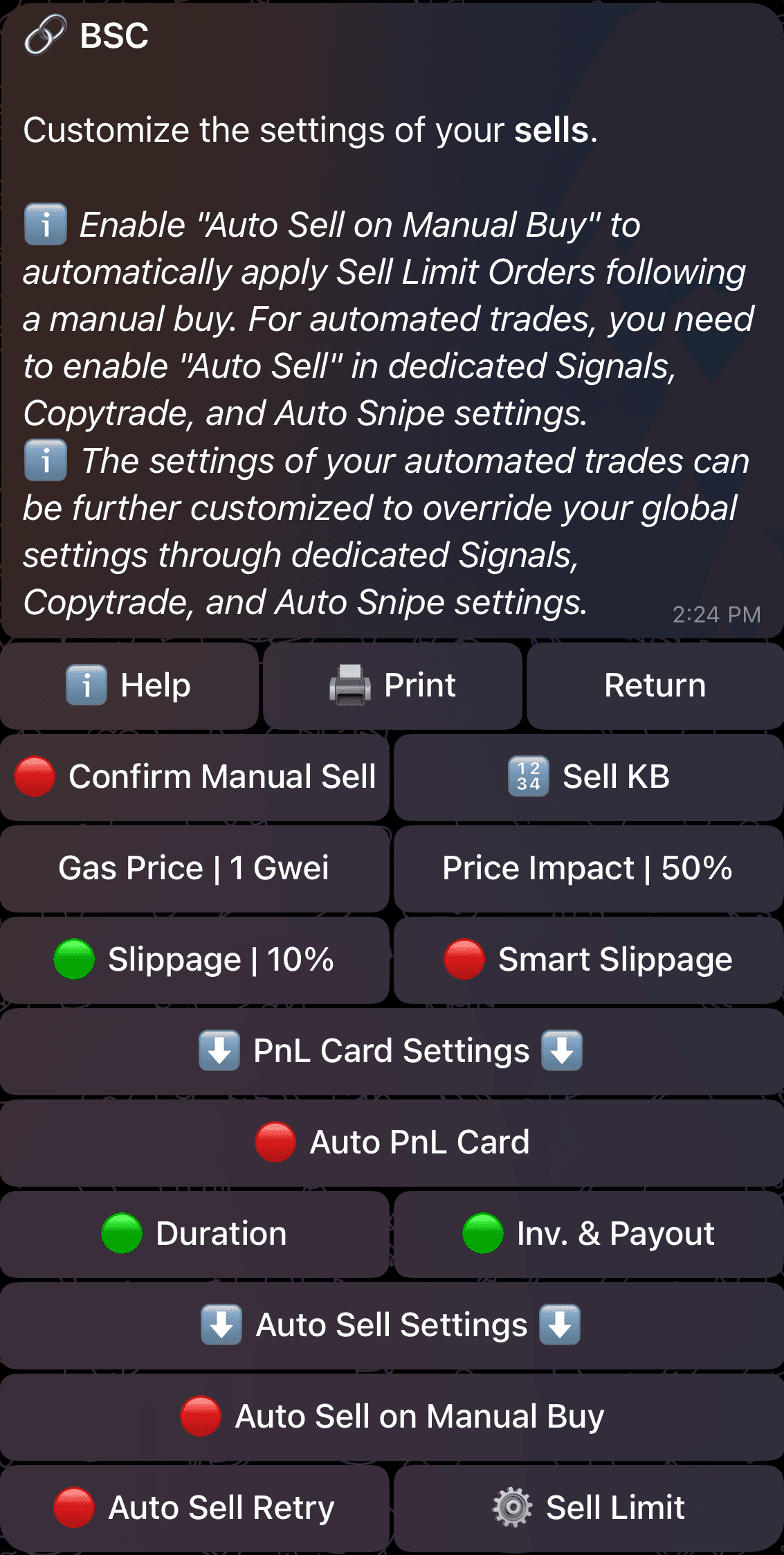 Global Settings: Sell Settings