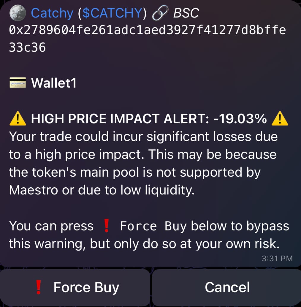 Example Alert for a Buy with High Price Impact