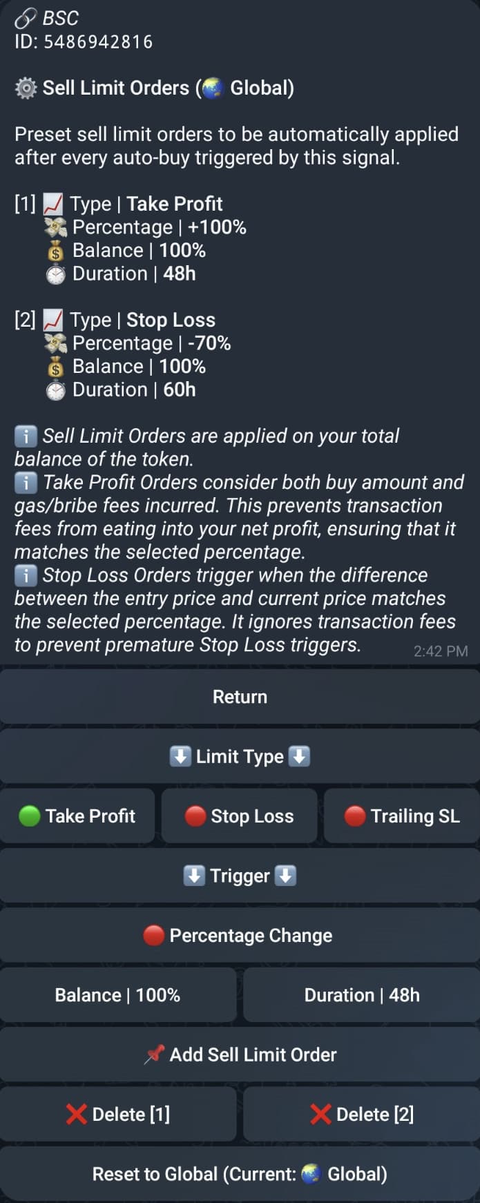 Sell Limit for Signals