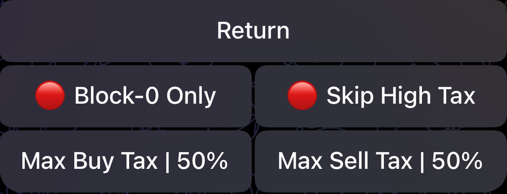 Auto Snipe Advanced Settings - Ethereum