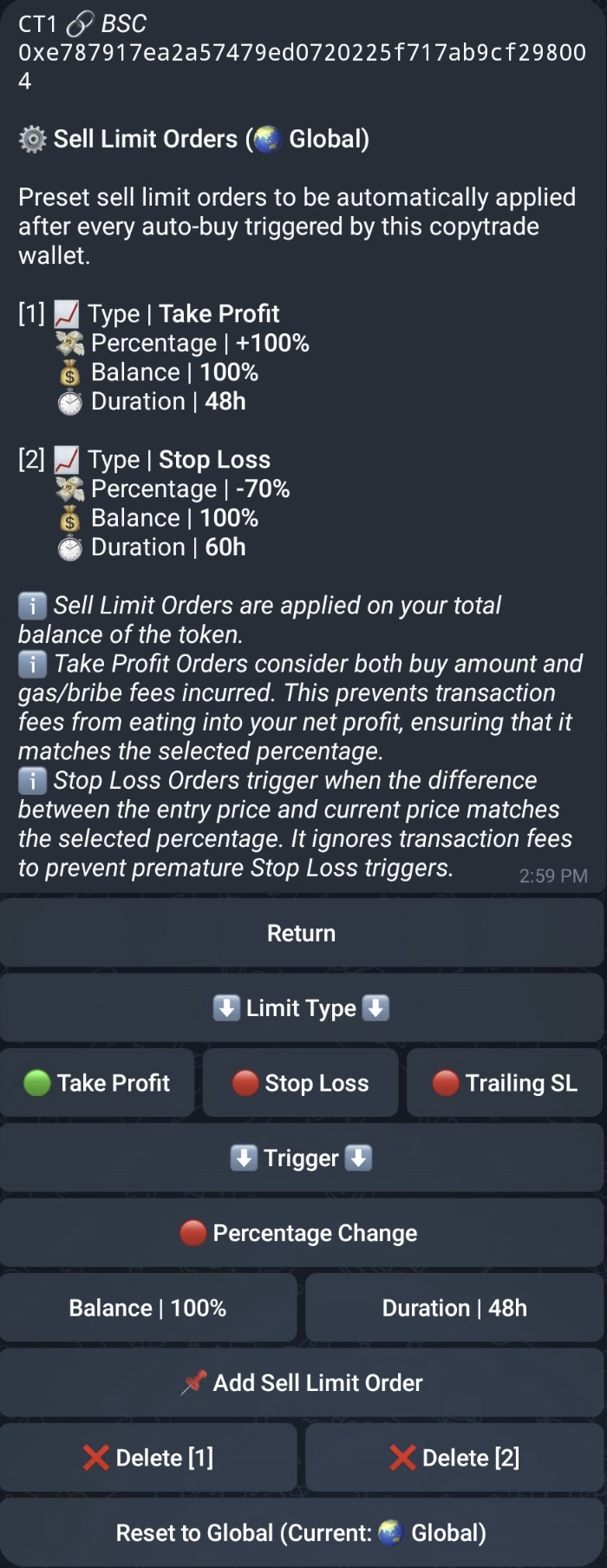 Sell Limit for Copytrade