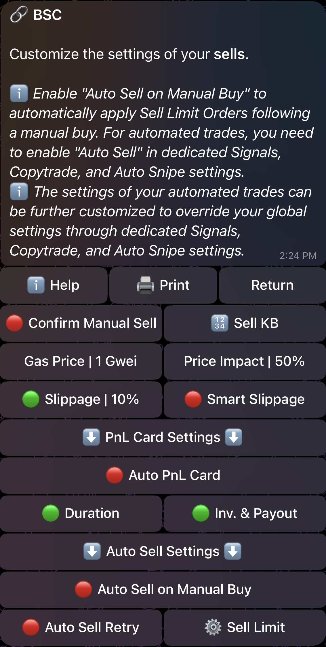 Global Settings: Sell Settings