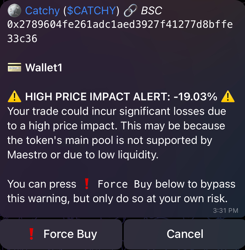 Example Alert for a Buy with High Price Impact